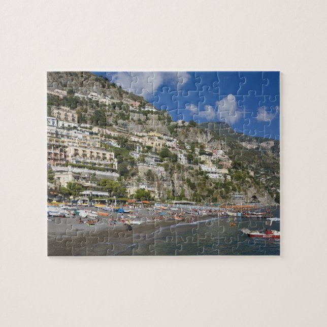 Strand vid Positano, Kampanien, Italien Pussel (Horisontell)