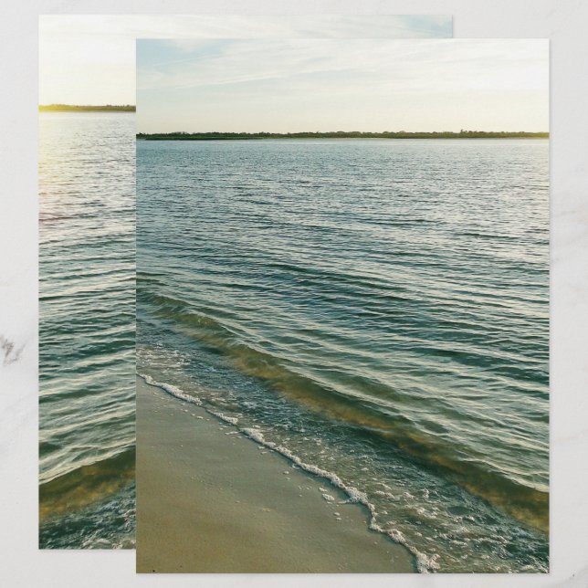 Strand vid solnedgång Bakgrund Tom Scrapbookpapper (Fram/baksida)