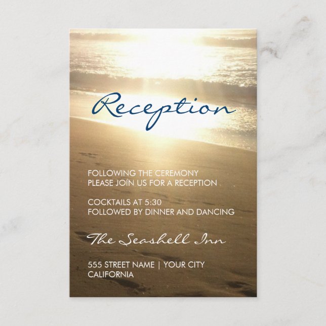 Strand vid solnedgång - mottagningskort tilläggskort (Framsida)