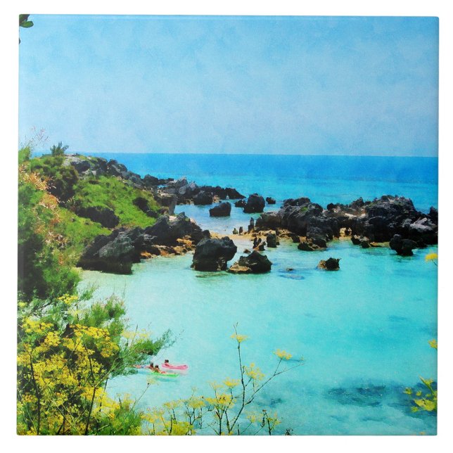 Strand vid St. George Bermuda Kakelplatta (Framsidan)