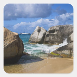 Strand vid Virgin Gorda, Brittiska Jungfruöarna Fyrkantigt Klistermärke