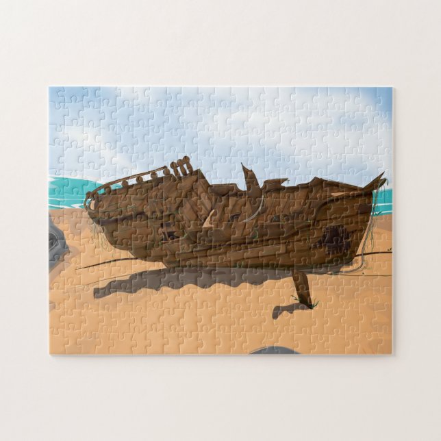 Strandad Skeppsvrak Pussel (Horisontell)