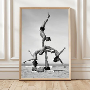 Strandakrobatik Väggkonst, Vintage Gymnaster som p Poster