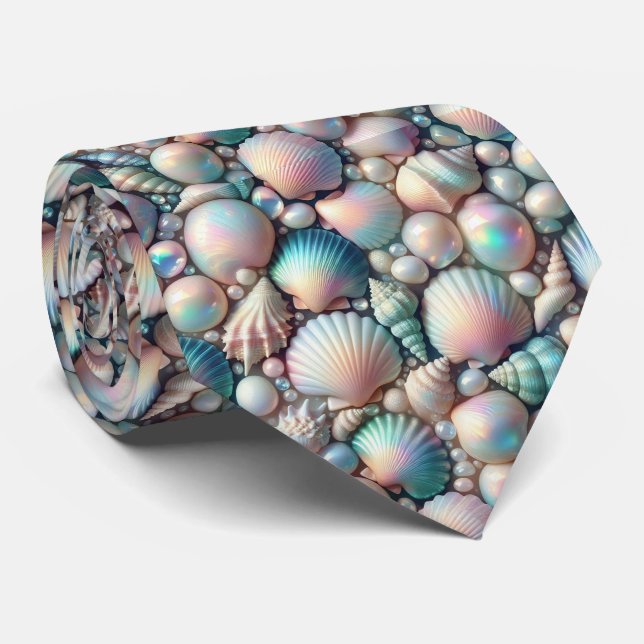 Strandälskare Band | Opal Iridescent Snäckskal  Slips (Rullad)