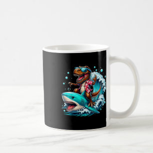 Strandälskare T-rex Dinosaur Ridande Haj Surfande Kaffemugg