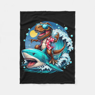 Strandälskare T-Rex Dinosaurie Ridande Haj Surfand Fleecefilt