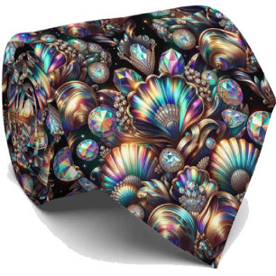 Strandälskares halsduk Opal Diamant Snäckmönster Slips