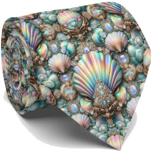 Strandälskares halsduk Opal Diamant Snäckmönster Slips