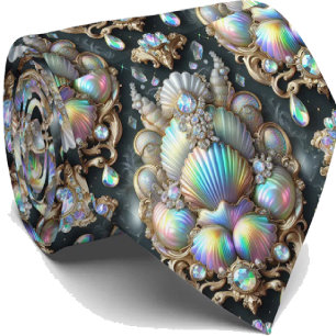 Strandälskares halsduk Opal Diamant Snäckmönster Slips