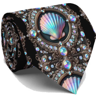 Strandälskares halsduk Opal Diamant Snäckmönster Slips