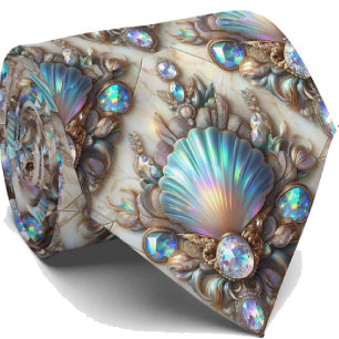 Strandälskares halsduk Opal Diamant Snäckmönster Slips