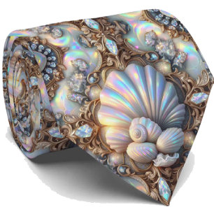 Strandälskares halsduk Opal Diamant Snäckmönster Slips
