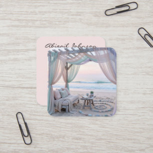 Strandaltan med soffa fyrkantigt visitkort