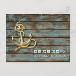 strandankare nautisk bröllop spara datum meddelande vykort