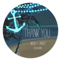 Strandankare & palmer bröllagsfavoritsetiketter