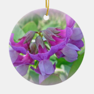 Strandärta - den japonicus lathyrusen - vildblomm julgransprydnad keramik