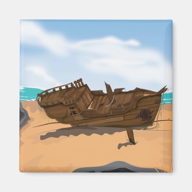 Strandat Skeppsbrott Magnet (Framsidan)