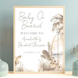 Strandbaby Ombord Baby Shower Välkomstskylt Poster