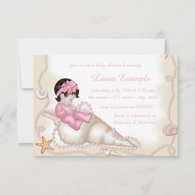 Strandbaby shower inbjudningar (Framsida)