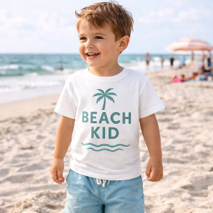 Strandbarn Minimalistisk Palmtree Våg Grafik T Shirt