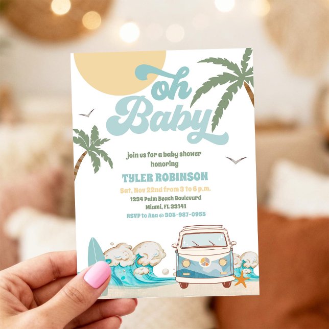 Strandbil Baby Shower Inbjudan (Skapare uppladdad)