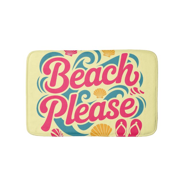 Strandbitte Retro Grafik: Rosa Typografi Badrumsmatta (Framsidan)