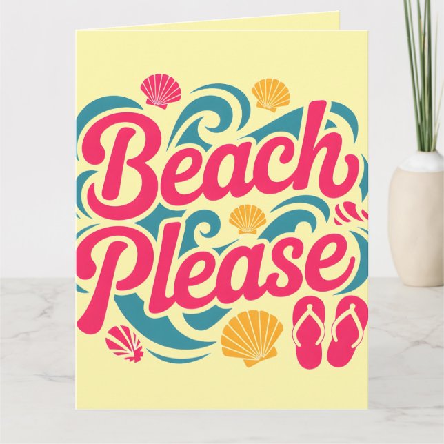 Strandbitte Retro Grafik: Rosa Typografi Kort (Framsida)