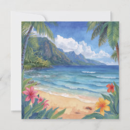 Strandblommor Hawaii Platt Kort