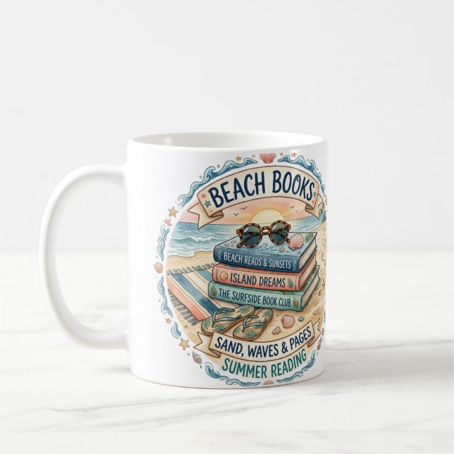 Strandböcker Sommarläsning Design  Kaffemugg (Vänster)