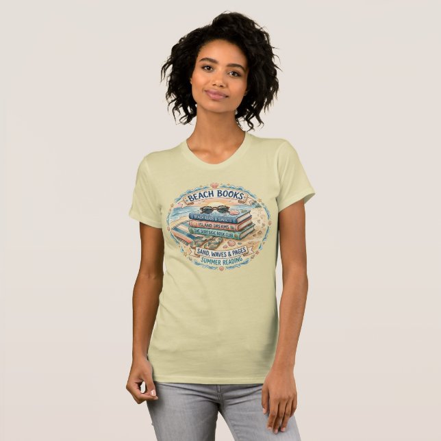 Strandböcker Sommarläsning Design  T Shirt (Hel framsida)