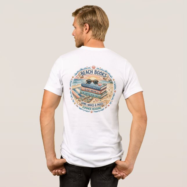 Strandböcker Sommarläsning Design  T Shirt (Baksida Full)