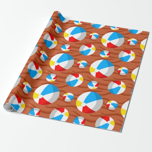 Strandbollar Röd Sand Presentpapper (Utrullad)