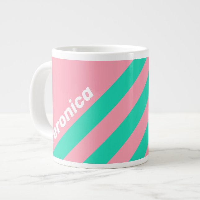 Strandbrisen Nostalgiska Ränder med Namn Jumbo Mugg (Framsida vänster)