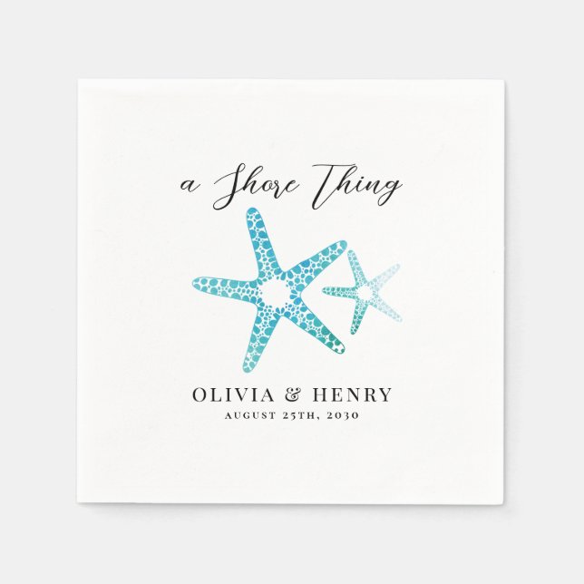 Strandbröllop "A Shore Thing" Sjöstjärna Pappersservett (Framsidan)