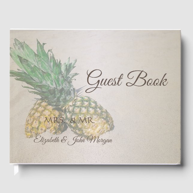 Strandbröllop Ananas Gästböcker (Framsida)