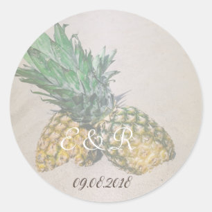 Strandbröllop Ananas Runt Klistermärke