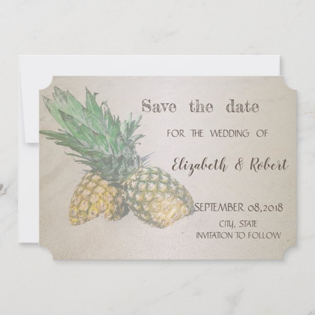 Strandbröllop Ananas   Spara Datumet (Framsida)
