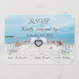 Strandbröllop Blommig Trädgårdslysbåge RSVP Inbjudningar