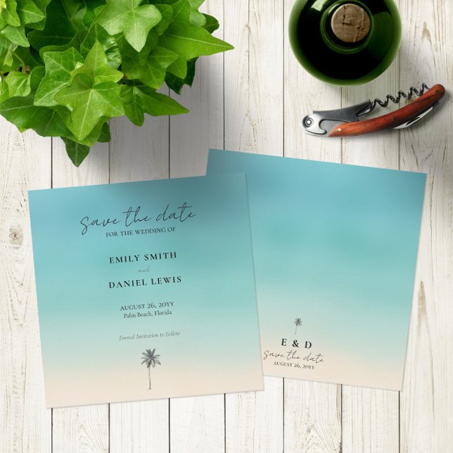 Strandbröllop Fyrkant 🏝️ Spara Datum Korthülle Inbjudningar (Beach Wedding Square 🏝️ Save The Date Card
)