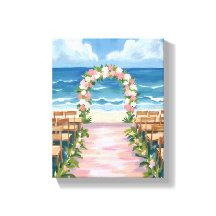 Strandbröllop Gang Floral Akvarell