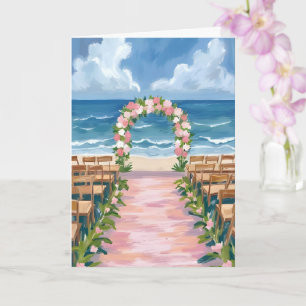 Strandbröllop Gang Floral Akvarell Kort