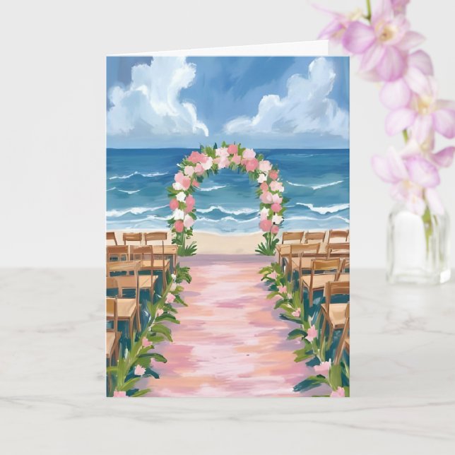 Strandbröllop Gang Floral Akvarell Kort (Orkide)