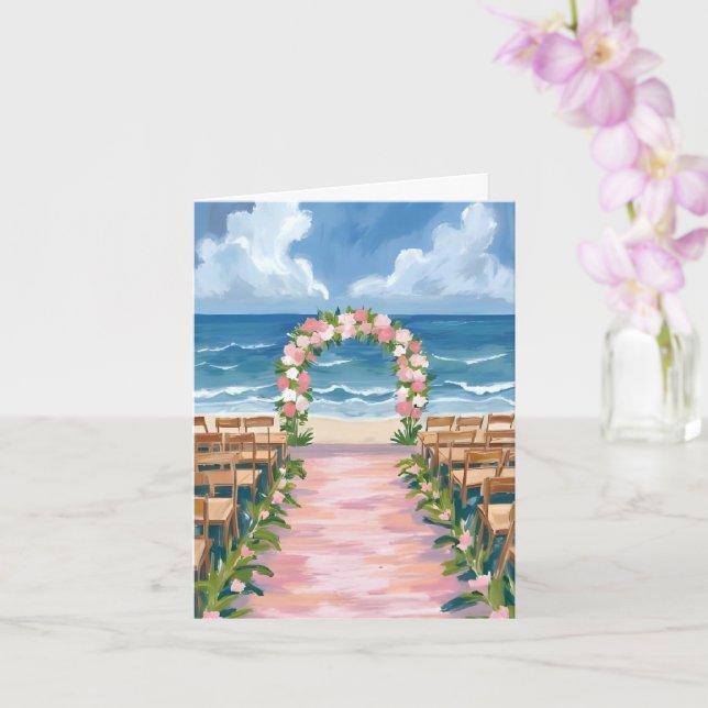 Strandbröllop Gang Floral Akvarell Kort (Orkide)