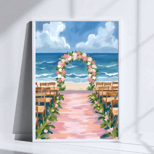 Strandbröllop Gångväg Blommig Akvarell Poster
