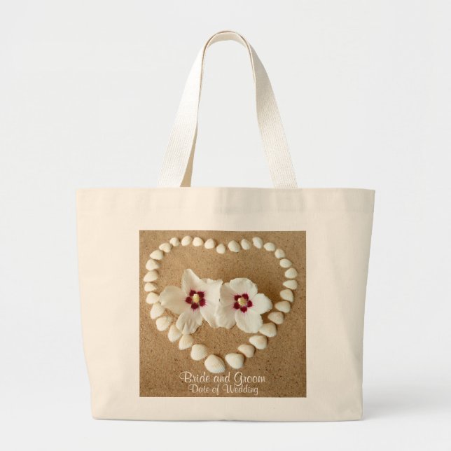 Strandbröllop hänger lös för brudnamn som gifta jumbo tygkasse (Framsidan)