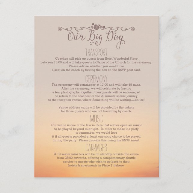 Strandbröllop Insats "vår stora dag" Tilläggskort (Framsida)