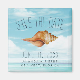 Strandbröllop med snigelskal Save the Date Magnet