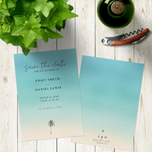 Strandbröllop 🌴🌊 Minimalistisk Spara Datum-kort Inbjudningar