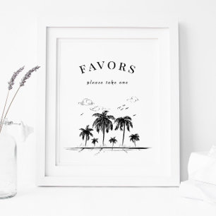 Strandbröllop Palmträd Förmånsskylt Poster