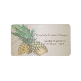 Strandbröllop  Pineapple Bröllopsetikett Adressetikett